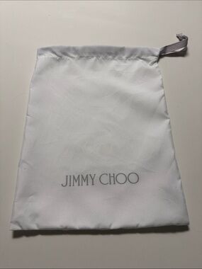 Jimmy Choo White and Gray Branded Drawstring Pouch